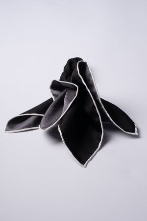 Black Silk Handkerchief with White Trim