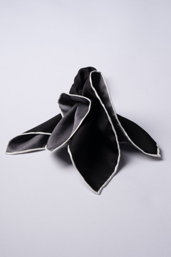 Black Silk Handkerchief with White Trim