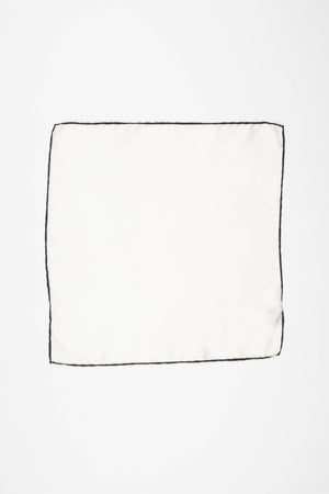 White Silk Handkerchief with Black Trim
